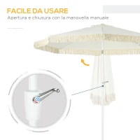 Outsunny Ombrellone da Giardino a Manovella Inclinabile e Palo a 2 Sezioni, Poliestere e Metallo, 2.6x2.4 m, Bianco(m-5)