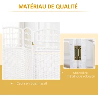 HOMCOM Paravent intérieur en bois séparateur de pièce cloison pliable 4 panneaux 160 x 170 cm blanc(m-5)
