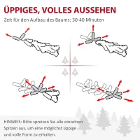HOMCOM Weihnachtsbaum, Kunsttanne, realistisches Aussehen, schneller Aufbau, Kunststoff, Grün, 136 x 136 x 180cm(m-5)