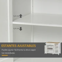 HOMCOM Isla de Cocina con Ruedas Mueble Auxiliar de Cocina con Cajón Estantes y Barra Lateral 107,5x48x89 cm Blanco(m-7)