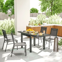Outsunny Lot de 4 chaises de jardin en aluminium et revêtement maille textilène pour salle à manger extérieur(m-7)
