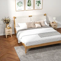 HOMCOM 2-Piece Scandinavian Bedside Tables with Drawers, Bedside Cabinets with Wood Legs, Natural(m-2)