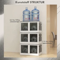 HOMCOM Aufbewahrungsbox, 3er-Set, klappbar, mit Rollen, 60 x 42 x 34 cm, Weiß(m-7)