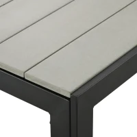 Outsunny Terrassenmöbel-Set, 3-teilig, 2 Bänke & 1 Tisch, Metallrahmen, Holzoptik, Grau(m-8)