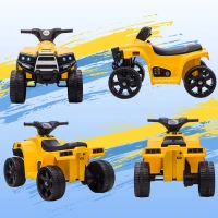 HOMCOM Quad Elettrico per Bambini ATV 6V con Fari e Clacson, Velocità 3km/h, Età 18-36 Mesi, 65x40x43cm, Nero Giallo(m-8)