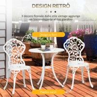 Outsunny Set da Giardino 3 Pezzi in Alluminio Bianco, 2 Sedie da Esterno 45x42x85.5 cm e Tavolino Rotondo Ø61x66.5 cm(m-4)