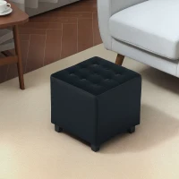 HOMCOM Velvet-Feel Square Ottoman - Grey(m-2)