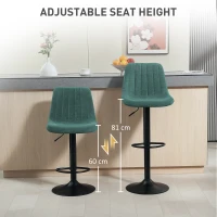 HOMCOM Set of Two Chenille-Feel Tub Bat Stools - Green(m-5)