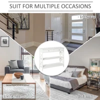 HOMCOM Console Table Side Desk w/ Shelves Drawers Open Top X Support Frame Living Room Hallway Home Office Furniture White(m-5)