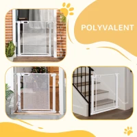 PawHut Barrière de sécurité pour animaux domestique avec fermeture automatique double verrouillage largeur 75-82 cm blanc(m-7)