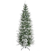 HOMCOM Sapin arbre de Noël artificiel 225 cm 880 branches enneigées+ support pied pliable vert(m-10)