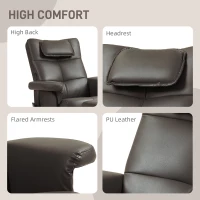 HOMCOM Faux Leather Massage Recliner Chair, with Storage Ottoman - Brown(m-8)