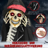 HOMCOM Halloween-Dekoration Geist, Skelett, LED-Augen, heult, dreht sich, Geräusch- & Bewegungssensor, 100 cm(m-6)