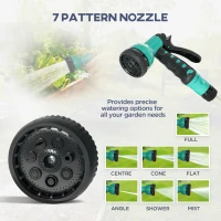 Outsunny Retractable Hose Reel Wall Mounted, 30+2m Garden Hose Pipe Reel with Lock, Auto Rewind, 7 in 1 Spray Nozzle, Includes Wall Fixings, 180° Swivel, Outdoor Watering, Grey(m-7)