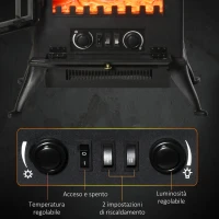 HOMCOM Camino Elettrico da Terra con Effetto Fiamma, Caminetto Elettrico 1000W /2000W con Protezione da Surriscaldamento e Termostato, in ABS e Vetro, 45x28x54cm, Nero(m-6)