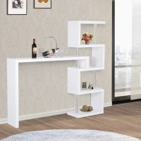 HOMCOM MDF L Shape Work Computer Desk Home-Office Wookstation w/Four-Tier Shelf Modern Display 360° Rotating Space Saver White(m-9)