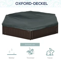 Outsunny Sandkasten für Kinder, modulares Design, inkl. Abdeckung, 4 Sitzplätze, Φ120 x 21 cm, Braun(m-4)