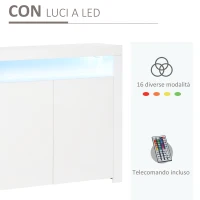 HOMCOM Mobiletto Salvaspazio Multiuso per Ingresso, Salotto o Bagno in Legno Bianco, con Luci LED Colorate, 107x35x97cm(m-5)