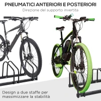HOMCOM Rastrelliera Portabiciclette Parcheggio per 6 Biciclette in Acciaio, 179x33x27 cm, Nero(m-6)