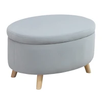 HOMCOM Otomana Puff Tapizada en Terciopelo Acolchada Taburete de Almacenaje con Tapa Extraíble y Patas de Madera para Dormitorio Salón Pasillo 71x51,5x42 cm Gris(m-1)