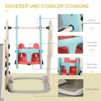 HOMCOM 3-in-1 Kinderrutsche Kinder Rutsche mit Basketballkorb, Schaukel, Leiter Spielzeug Slide Gartenrutsche Babyrutsch für 18-48 Monate HDPE Weiß+Blau+Grau 220 x 160 x 120 cm(m-5)