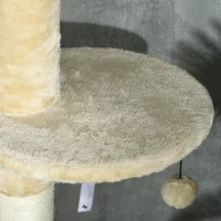 PawHut Árbol para Gatos de Suelo a Techo de 225-255 cm con Cueva Hamaca Postes Rampas y Bolas Ø48x225-255 cm Beige(m-9)
