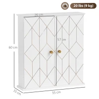 HOMCOM Bathroom Cabinet Wall Mounted, Bathroom Wall Cabinet Medicine Cabinet with 2 Doors, Adjustable Shelf, White(m-3)