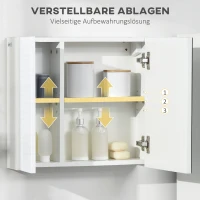 kleankin Spiegelschrank, Badschrank, versetzbarer Einlegeboden, leises Schließen, weiß, 48 x 15 x 45 cm(m-5)