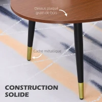 HOMCOM Table Basse Table d'appoint Ovale multifonctionnelle dim. 100 x 60 x 42 cm Aspect Teck foncé(m-5)