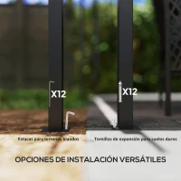 Outsunny Pérgola con Techo Retráctil 6x3 m Cenador con Tela de Poliéster Anti-UV Resistente al Agua Crema(m-6)