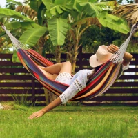 Outsunny Amaca da Giardino Extra Large in Cotone e Poliestere con Sacca di Trasporto, 200x150cm Righe Multicolore(m-2)