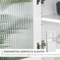 HOMCOM Küchenschrank mit Schublade, Hochschrank mit Glastüren und verstellbaren Ablagen, Küchenbuffet, Kommode, MDF, Spanplatte, 79 x 40 x 180 cm(m-6)