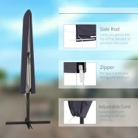 Outsunny Outdoor Cantilever Umbrella Cover Parasol with Rod, Zipper, Dark Grey(m-5)