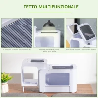 PawHut Terrario per Tartarughe d'Acqua con Vasca per Tartarughe, Ciotole e Finestre, 47x28x25cm - Bianco(m-5)