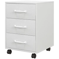 HOMCOM 3 Drawer File Cabinet, Mobile Filing Cabinet on Wheels for Home Office, Study, White(m-11)