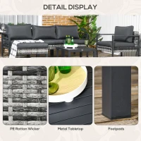 Outsunny Six-Piece Rattan Garden Sofa Set - Dark Grey(m-6)