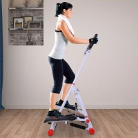 HOMCOM Stepper w/ Handle Hand Grip Workout Fitness Machine For Fitness Aerobic Exercise Home Gym Red(m-2)