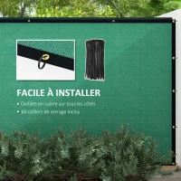 Outsunny Brise-vue toile 160 gsm renforcée extérieur avec attaches et œillets, dim. 15,25L x 1,75H m(m-5)