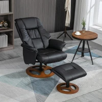 HOMCOM Relaxsessel mit Ottomane, Sessel mit Fußhocker, verstellbare Rückenlehne, 77 cm x 89 cm x 110 cm, Schwarz(m-7)