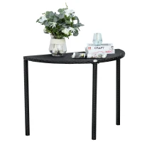Outsunny Table de jardin demi cercle - table de balcon demi lune - dim. 100L x 50l x 74H cm résine tressée 4 fils imitation rotin noir(m-9)