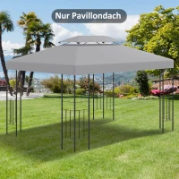 Outsunny Ersatzdach für Metallpavillon 3x4m wasserabweisend Pavillondach mit Doppeldach, Ersatzbezug für Gartenpavillon Partyzelt Gartenzelt Polyester Hellgrau(m-2)