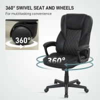 HOMCOM High Back Executive Office Chair, PU Leather Swivel Desk Chair with Tilt Function, Armrests and Adjustable Height for Home Office, Black(m-7)