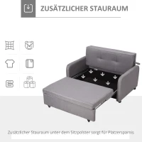 HOMCOM Schlafsofa für 2 Personen, mit Stauraum, leichter Umbau, flexibles Design, Grau(m-6)