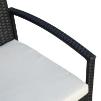 Outsunny Conjunto de Muebles Ratán Jardín Terraza 4 Plazas 4 Plazas 1 Mesa de Café 2 Sillones 1 Banco con Cojín Marco Metal(m-9)