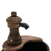 Outsunny Gartenbrunnen Springbrunnen Zierbrunnen Fassbrunnen Wasserfall Holzeimer Tannenholz + Metall Naturholz Ø27 x 37 cm(m-8)