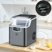 HOMCOM Eiswürfelmaschine Eiswürfelspender Ice-Maker 20kg/24h 2,3L Eiswürfelbereiter mit 3,2 L Wassertank, Schwarz(m-3)
