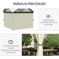 Outsunny Tonnelle de jardin tonnelle barnum double toit avec parois latérales amovibles cadre en acier 3,5 m x 3,5 m beige(m-5)