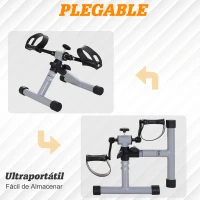 HOMCOM Mini Bicicleta Estática de Pedales Plegable con Resistencia Ajustable para Piernas y Brazos 33x34x32 cm Plata(m-5)