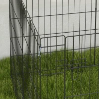 PawHut Corralito para Perros de 8 Paneles 76x61 cm Forma Personalizada con Puerta y Doble Cerradura para Jardín Patio Negro(m-9)