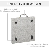 Outsunny Sonnenschirmständer aus Edelstahl Schirmständer mit Griffe, halbrund Schirmhalter, Schirmgewichtfür Sonnenschirm Ø3,8-Ø4,8 cm, für Balkon, Terasse, Garten, Grau(m-5)
